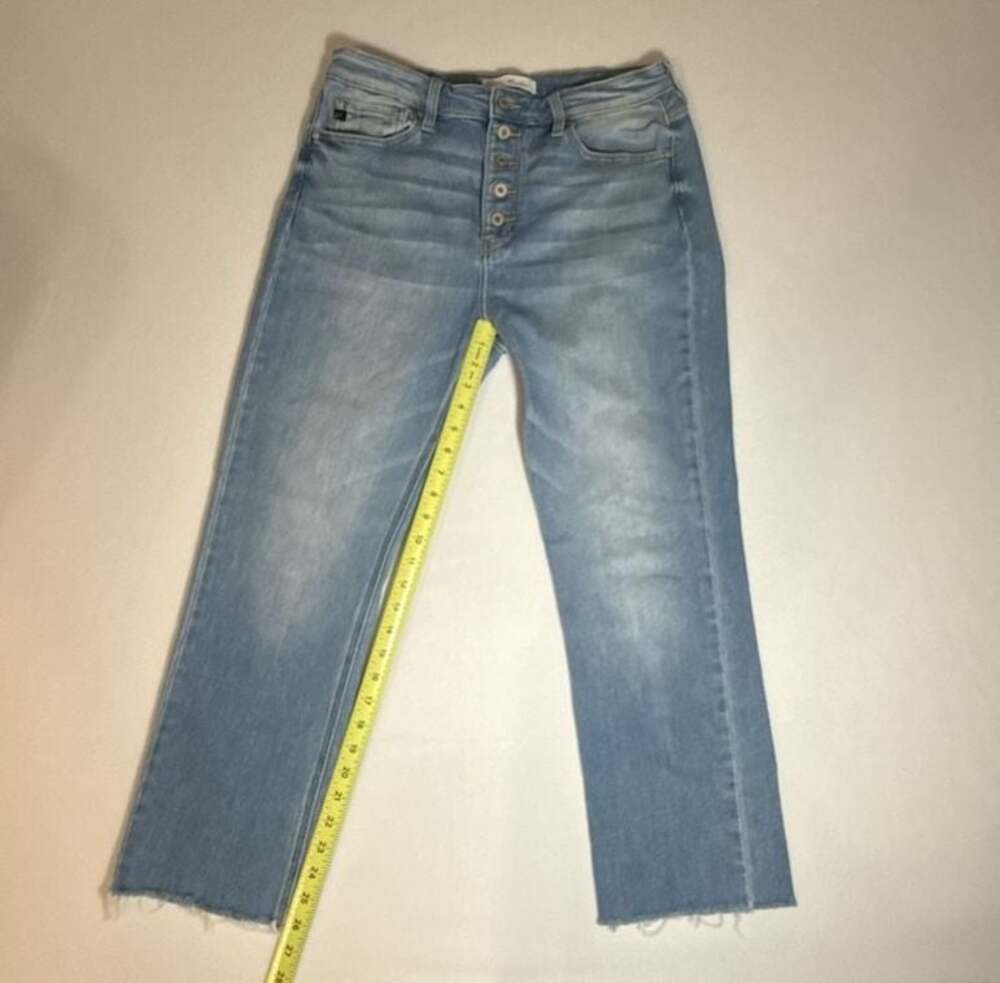 KanCan Women's KC9299M High Rise Button Fly Crop Jeans
